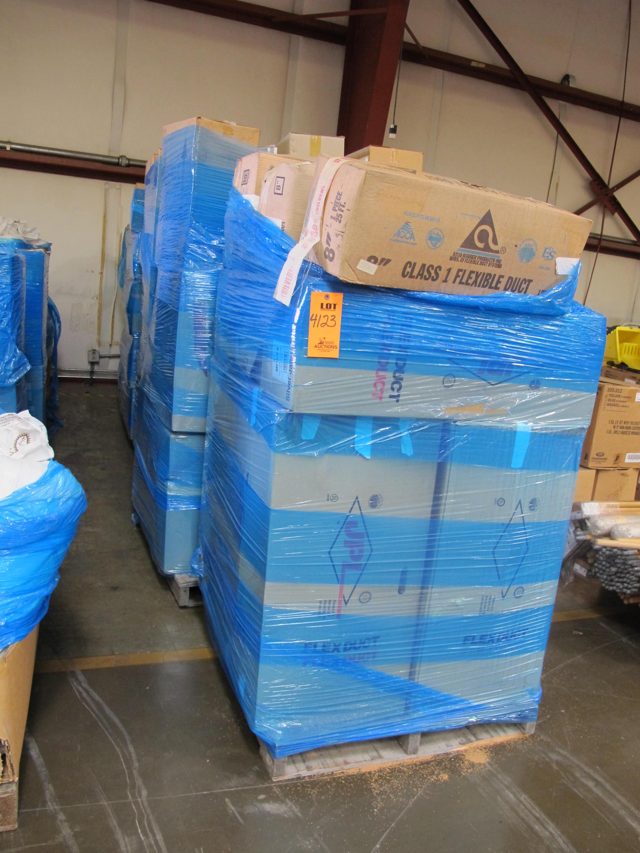 LOT TO INCLUDE: (15) 8" CLASS 1 FLEXIBLE DUCTS, (10) 10" CLASS 1 FLEXIBLE DUCTS, (180) HART & COOLEY CBPS PART# 050818. LOADING & HANDLING FEE $15-4123